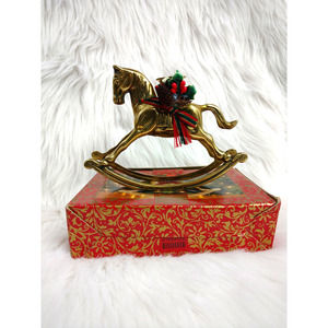 Vintage Golden brass rocking horse ornament
